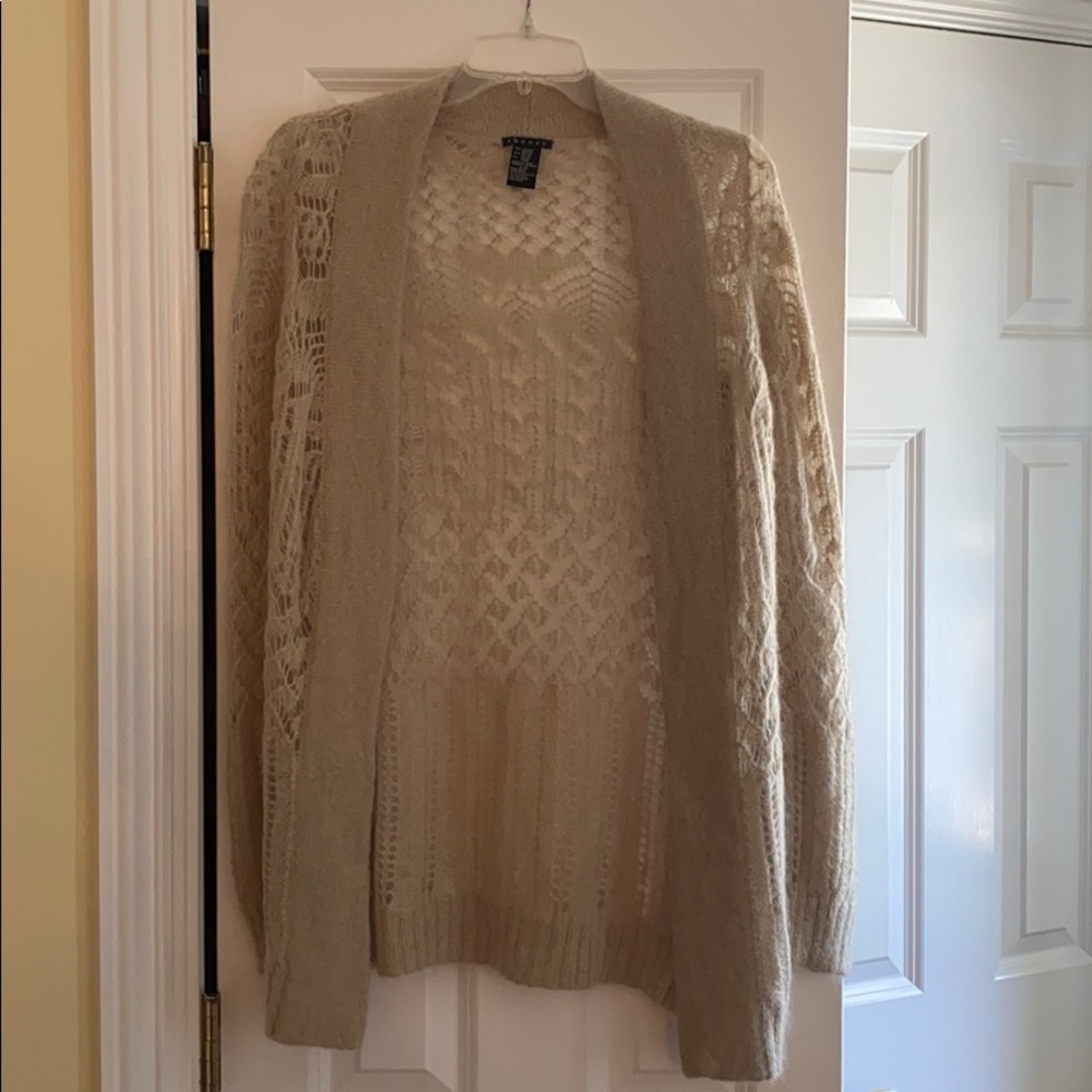 Open-Front Knit Cardigan Sweater - Cream